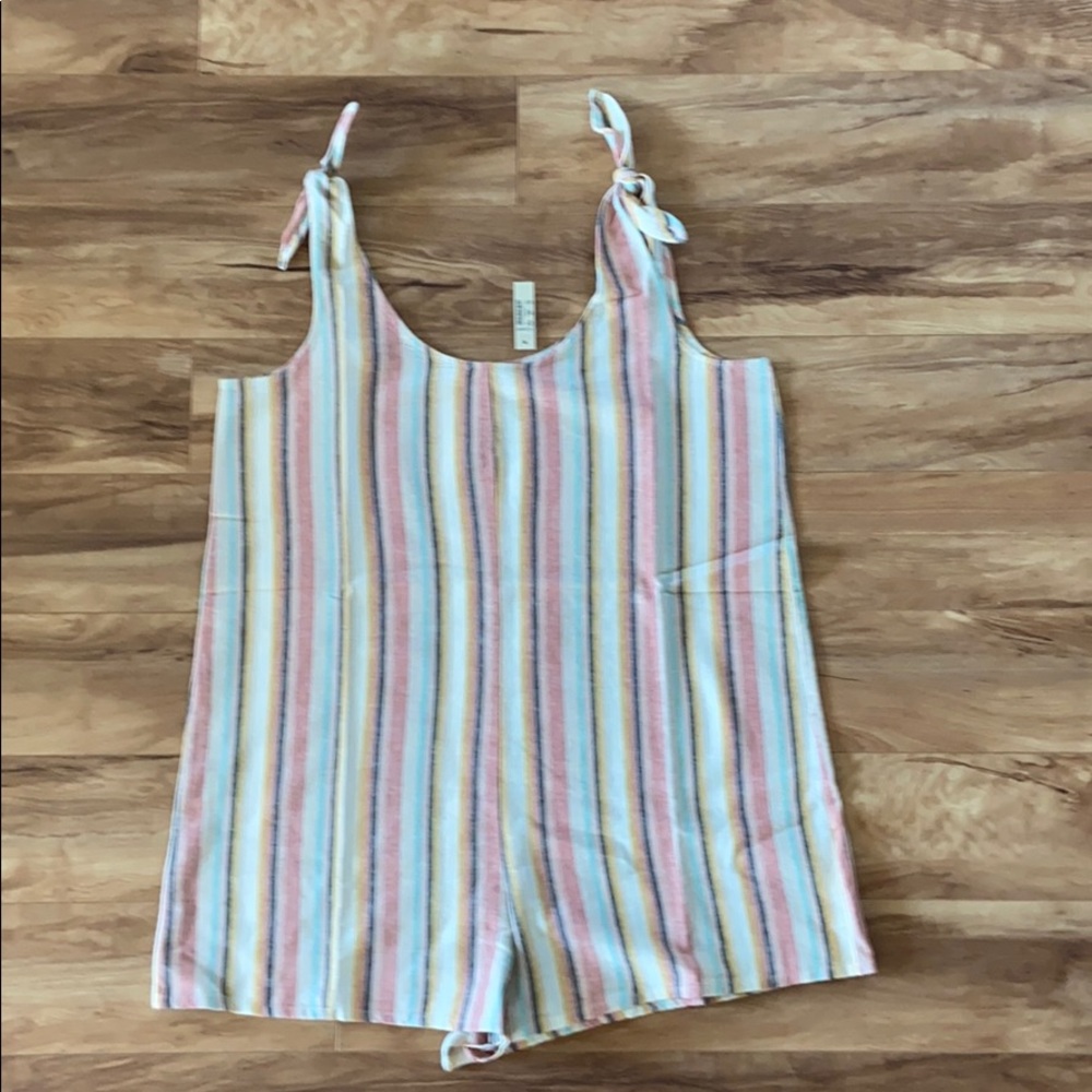 Madewell Cover-Up Romper in Rainbow Stripe - Picture 3 of 12